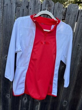 adidas Stella McCartney Red and White Half-Zip Performance Top